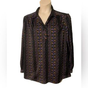 Vntg 70’s Top Notch long sleeved lightweight butterfly shirt- Volup size